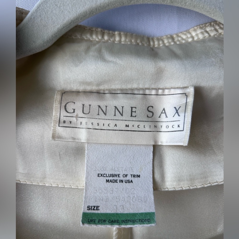 Gunnies Gunne Sax Vintage Blouse Top Lace Ribbon Trim - Picture 4 of 5